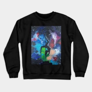 Pole Dancer Silhouette in Starry Galaxy Background Crewneck Sweatshirt